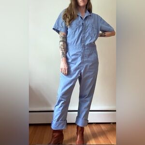 Vintage Large Painters Coveralls Blue Mechanic Jumpsuit Short-Sleeve RED KAP